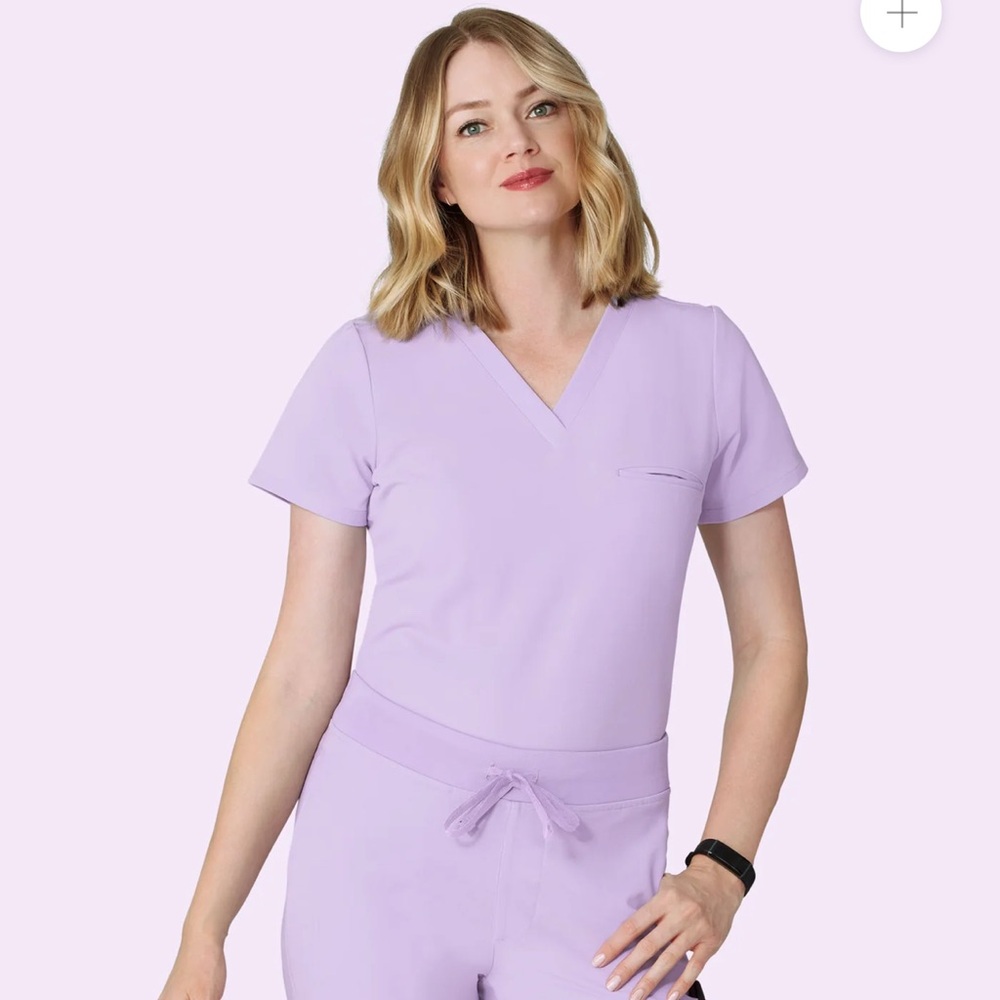 Lavender V-Neck Scrub Top and Pants Set